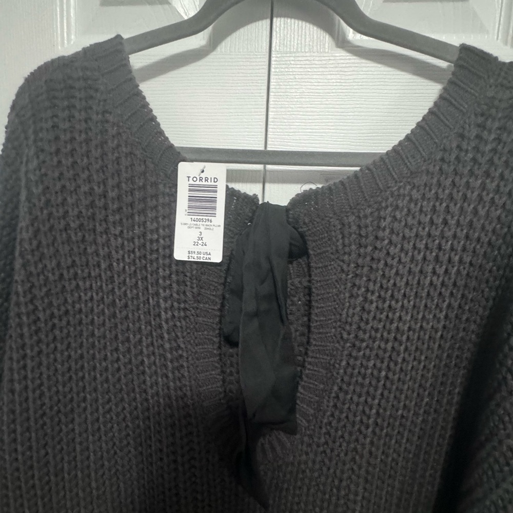 Torrid Charcoal Knit Sweater with Black Accent